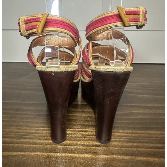 *RARE* Marc by Marc Jacobs Wedge Platform‎ Pink Red Strappy Sandals Heels 8 - Picture 3 of 14